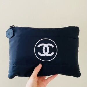 Brand New Chanel Black Puffy Padded Makeup Pouch/Clutch/iPAD Case (large size)
